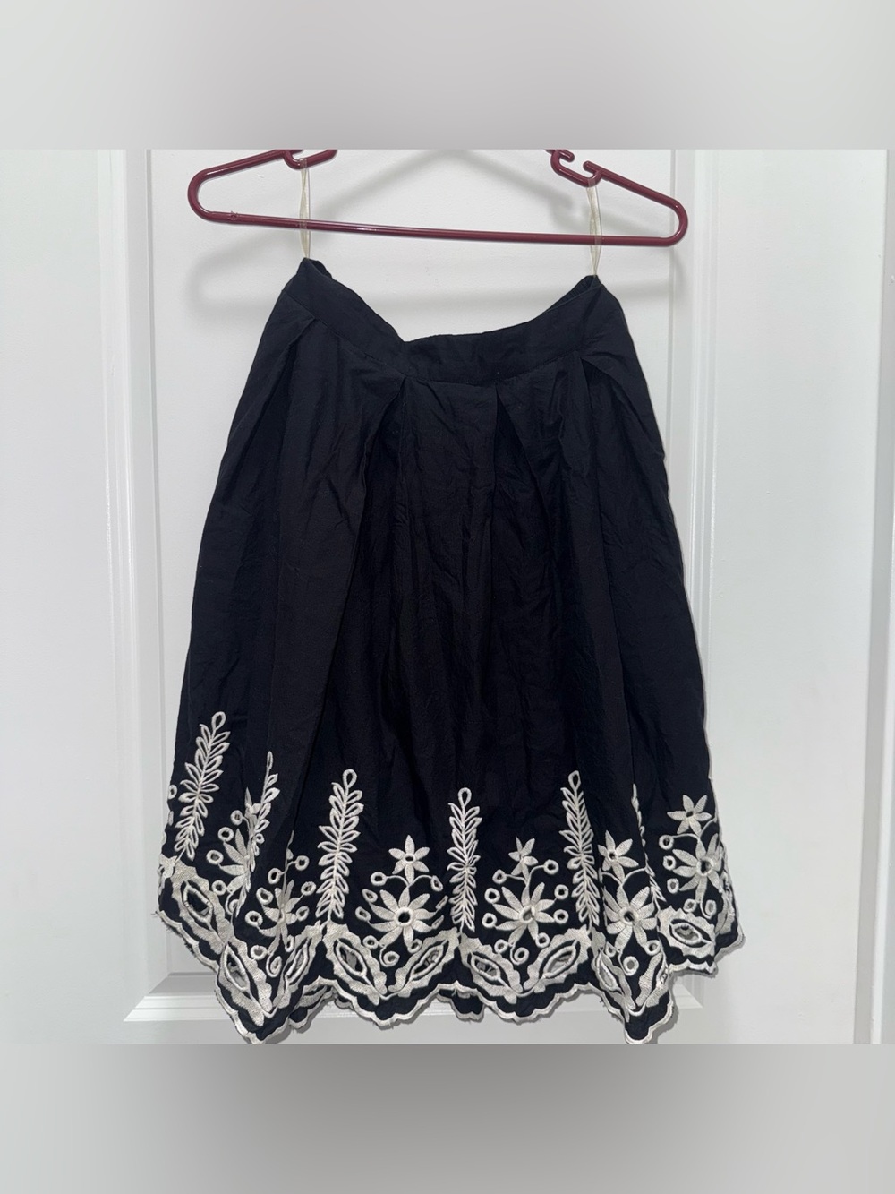Lucky & Coco 100% Cotton Black Embroidered Hem Skirt